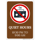 Quiet Hours 10 Pm To 8 Am With Prohibited Symbol Sign