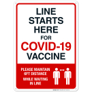 Line Starts Here For Covid-19 Vaccine Sign, Covid Vaccine Sign