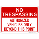 Authorized Vehicles Only Beyond This Point Sign