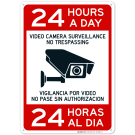 Video Camera Surveillance No Trespassing Bilingual Sign