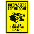 Trespassers are Welcome Dog Food Is Getting Expensive Sign