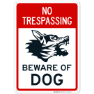 No Trespassing Beware of Dog Sign with Graphic Sign