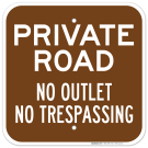 Private Road No Outlet No Trespassing Sign