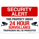 Security Alert This Property Under 24 Hour Surveillance Trespassers Sign, (SI-65467)
