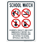 School Watch Students Faculty And Staff Immediately Report All Suspicious Persons Sign