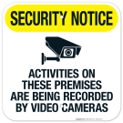 Activities On These Premises Are Being Recorded By Video Cameras Sign