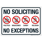 No Soliciting No Exceptions Politics Magazines Candy Religion With Graphic Sign