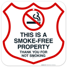 This Is A Smoke Free Property Thank You For Not Smoking Sign, (SI-67367)