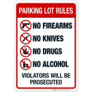 No Firearms Knives Drugs Alcohol Violators Will Be Prosecuted Sign