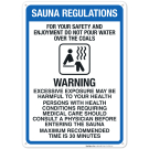 Sauna Regulations Sign, Pool Sign