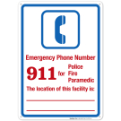 Emergency Telephone Number Sign, Pool Sign