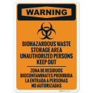 Biohazardous Waste Storage Area Unauthorized Persons Keep Out Bilingual OSHA Sign