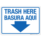 Trash Here Bilingual Sign