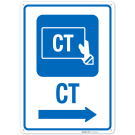 Computed Tomography With Right Arrow Hospital Sign
