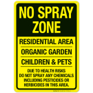 No Spray Zone Residential Area Organic Garden Children And Pets Sign, (SI-70514)
