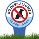 No Dogs Allowed In Pool Area With Stake Sign