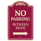 No Parking Between Signs With Right Arrow Décor Sign