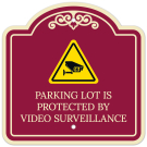 Parking Lot Is Protected By Video Surveillance With Caution Décor Sign