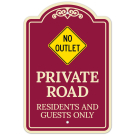Private Road Residents And Guests Only With No Outlet Décor Sign