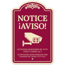 Notice Activities Monitored By CCTV Video Camera 247 Bilingual Décor Sign