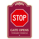 Stop Gate Opens Toward Vehicle Décor Sign