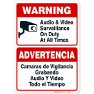 Audio And Video Surveillance Bilingual Sign, (SI-760)