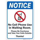 No Cell Phone Use in Waiting Room Sign