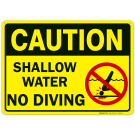Swimming Pool Sign, Shallow Water No Diving