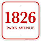 Address Sign, Two Lines Red Border, Custom Personalized House Numbers For Outside, (SC-9369)