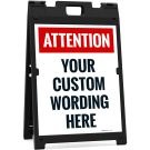 Custom Attention Folding Floor Sign, Sandwich Board/A Frame Sign Kit With Two Panels Sign