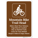 Mountain Bike Trail Head Riders Must Wear Helmets Sign,