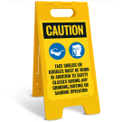 Caution Face Shields Goggles Safety Glasses Be Worn Sidewalk Sign Kit,