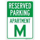 Reserved Parking Apartment M Sign,