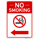 No Smoking With Left Arrow Sign,