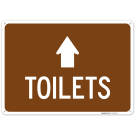 Toilets With Ahead Arrow Sign,