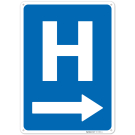 H Hospital Entrace With Right Arrow Sign,