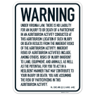 Warning Under Virginia Law There Is No Liability For An Injury To Or Death Of A Participant Sign,