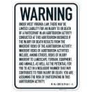 Warning Under West Virginia Law There May Be Limited Liability For An Injury Or Death Sign,