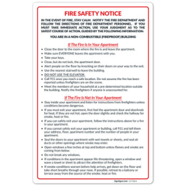 Fire Safety Notice Door Sticker, Non Fireproof Building, FDNY Sign, Required By NYC HPD
