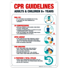 CPR Guidelines Adults And Children 8+ Years Dial 911 Sign