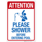Please Shower Before Entering Pool Sign