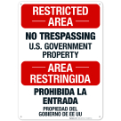 No Trespassing US Government Property Bilingual Sign