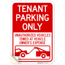Tenant Parking Only, Unauthorized Vehicles Towed At Owner Expense Sign