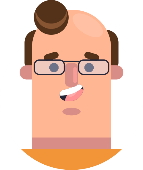 Animated man with glasses