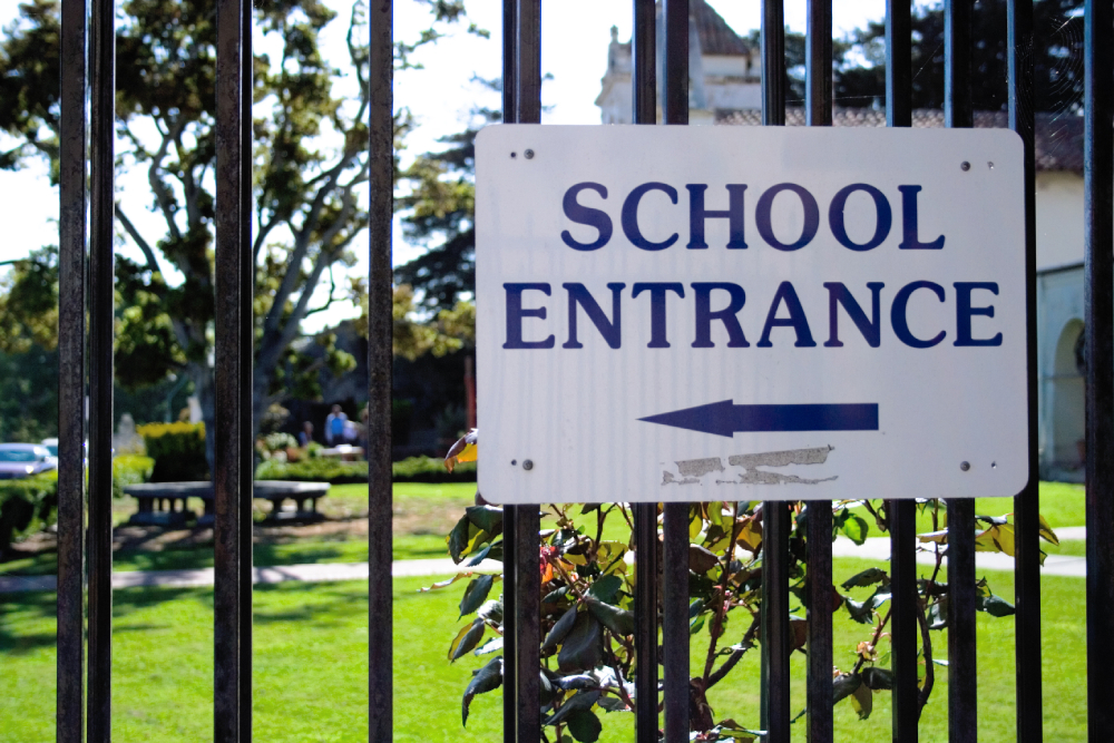 school entrance facility sign
